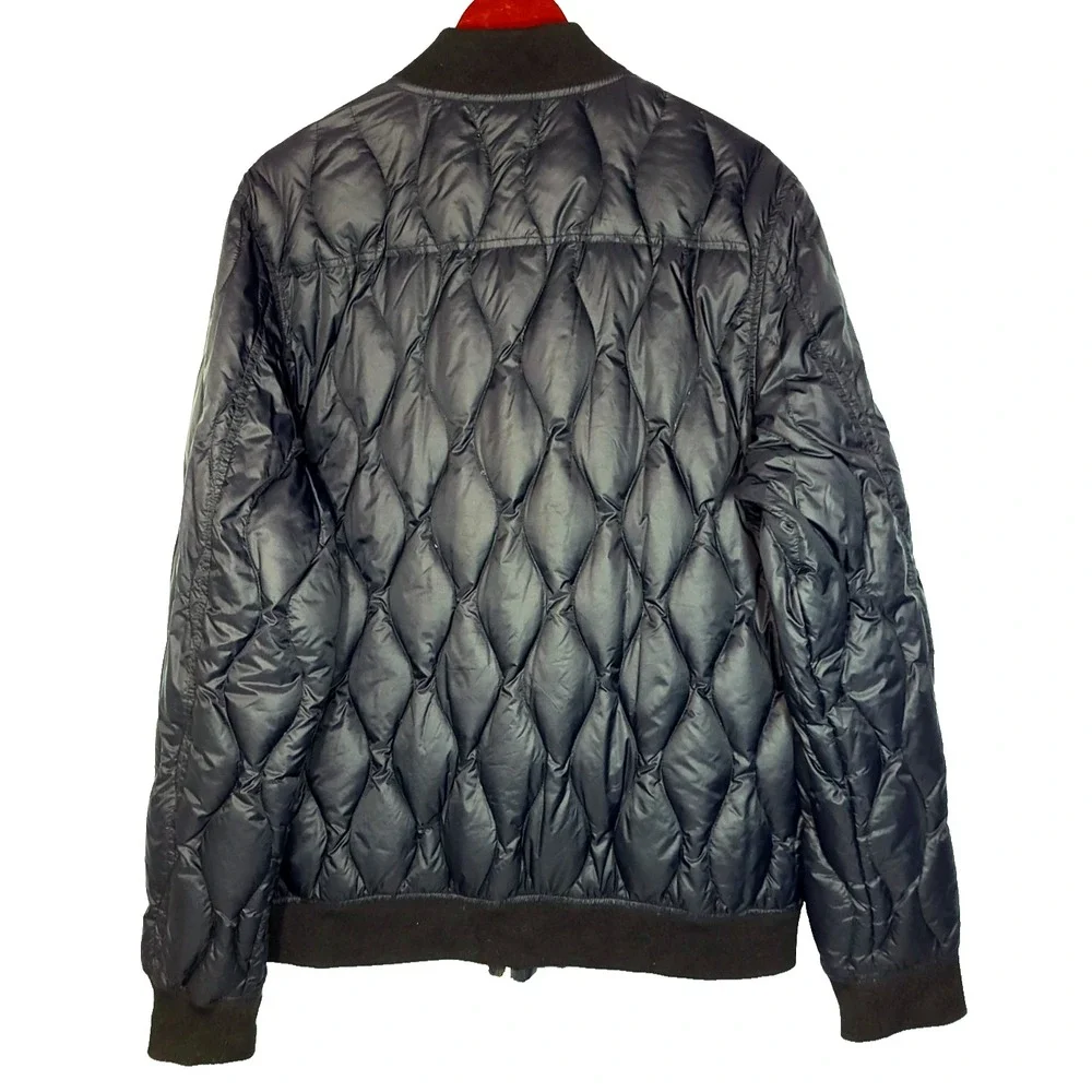 The Rail Mens Down Quilted Puffer Bomber Jacket Black Full Zip XL Urban Techwear